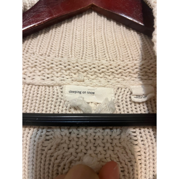 Sleeping On Snow Anthropologie Wool Alpaca Cotton Knit Ivory Zip Cardigan Small - Picture 4 of 8